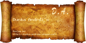 Dunka András névjegykártya